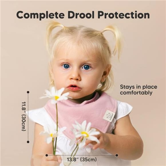 8-Pack Organic Baby Bandana Drool Bibs for Girls - Baby Bibs for Baby Girls - Picture 5 of 7